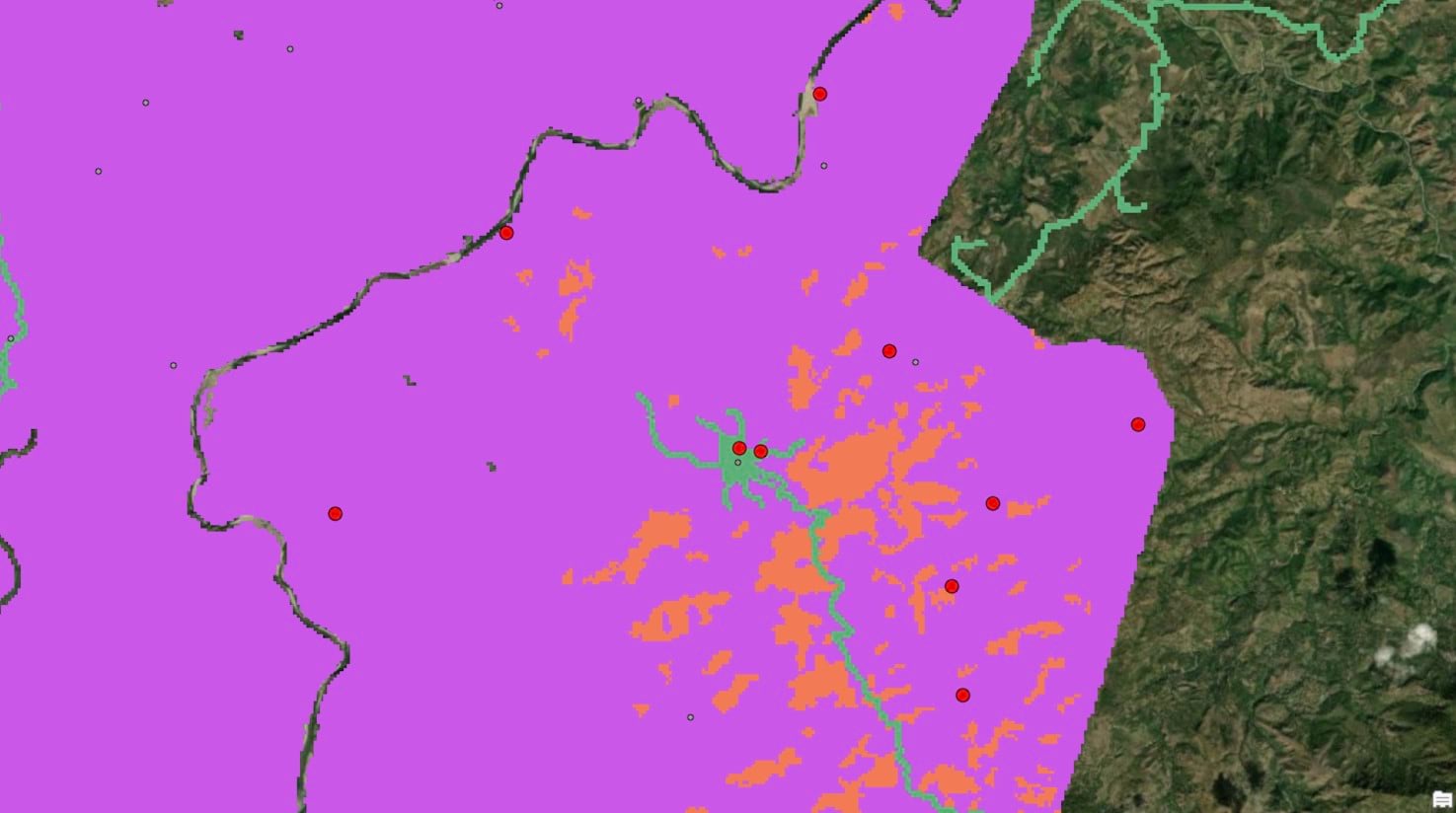 Cost surface showing three categories