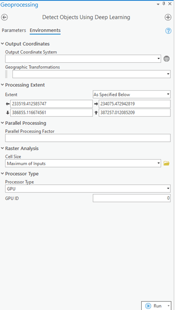 Detect Objects Using Deep LEarning Geoprocessing Tool Environment Variables