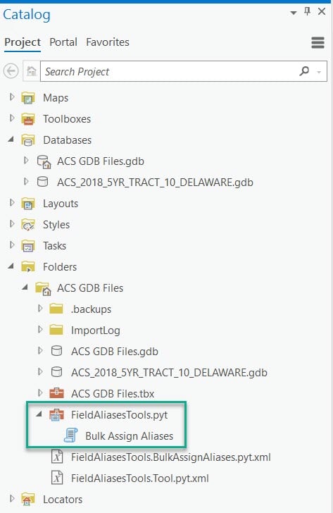 Within your folder connections, expand the toolbox and see the script tool called Bulk Assign Aliases.