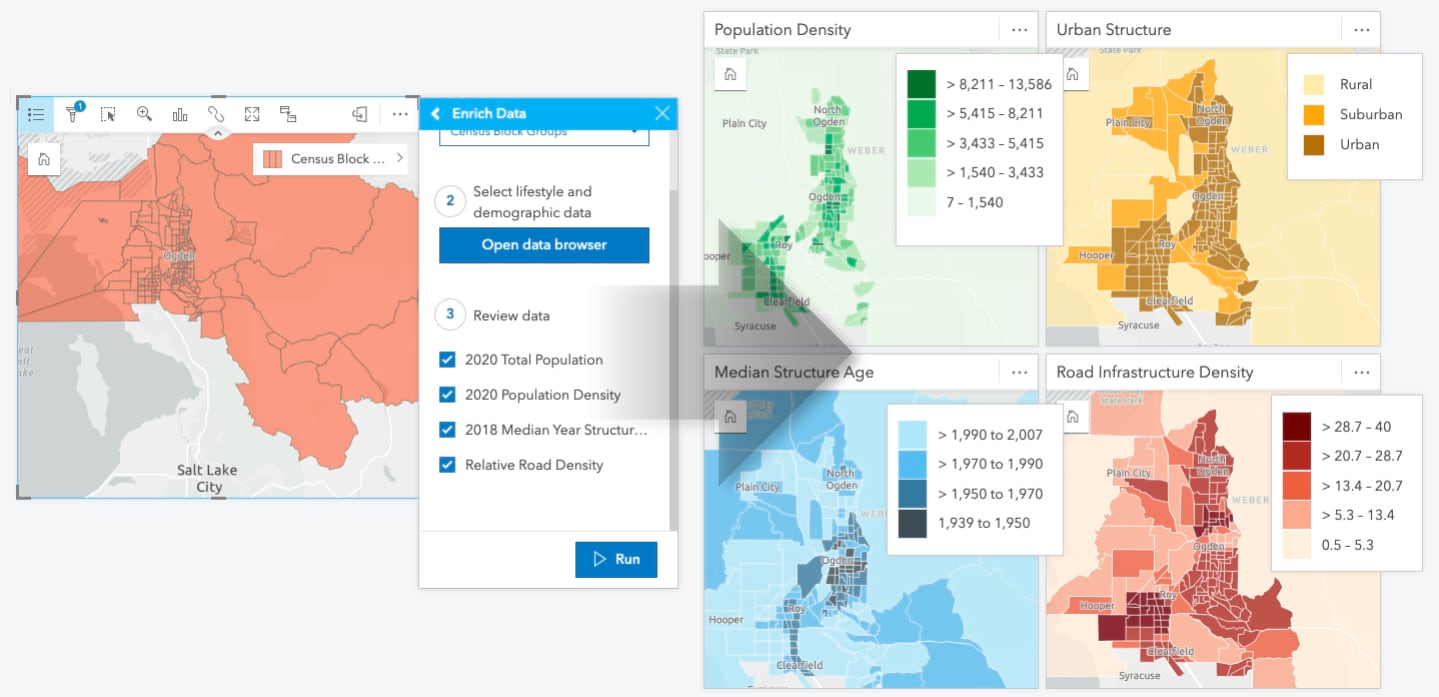 ArcGIS Insights enrich data dialog.