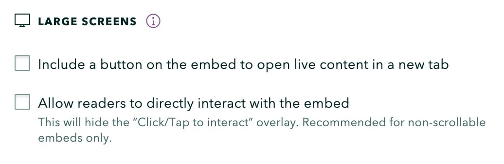 New display options for embeds on large screens