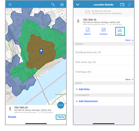 Open site facts using the mobile app