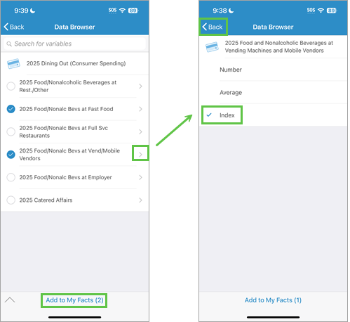 Data browser in mobile app