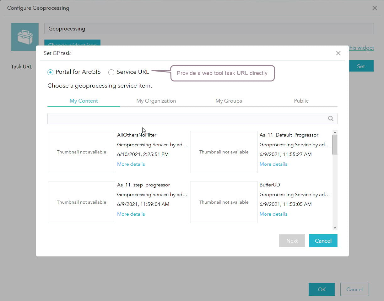 Add a geoprocessing widget