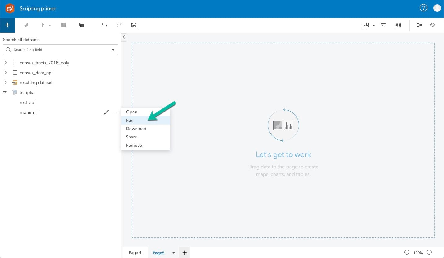 Running script from data pane