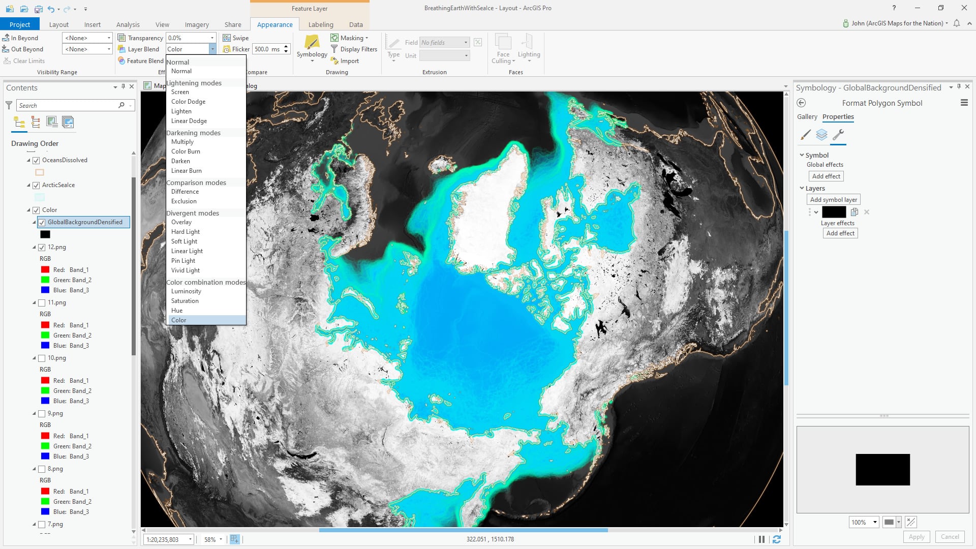 Making the imagery grayscale with the color blend mode. Making the imagery grayscale with the color blend mode.