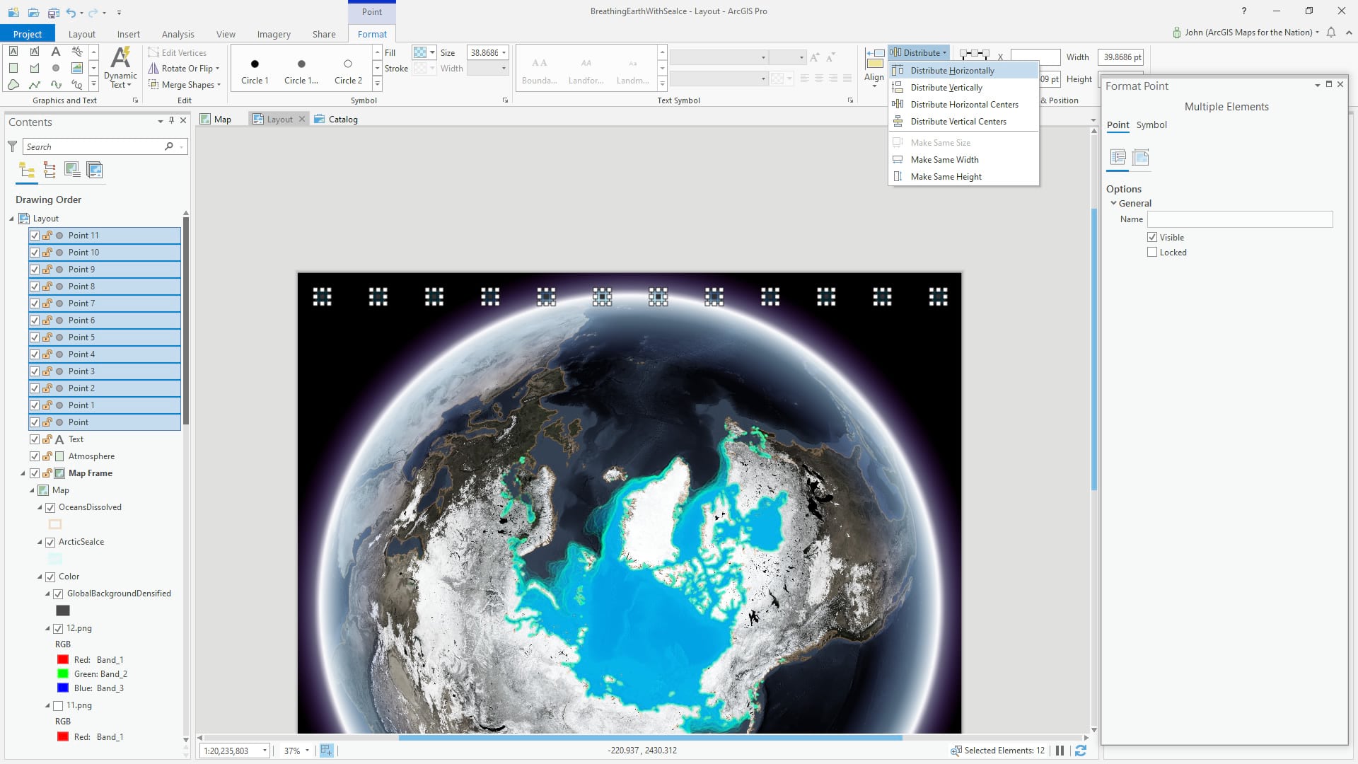 Evenly distribute graphics in a layout Evenly distribute graphics in a layout