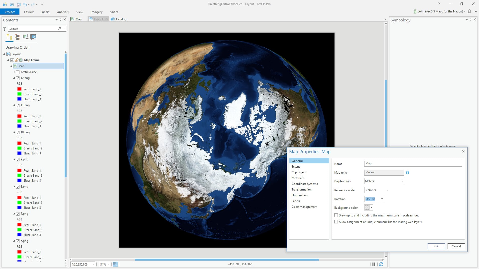 Maps can be easily rotated in an ArcGIS Pro layout Maps can be easily rotated in an ArcGIS Pro layout
