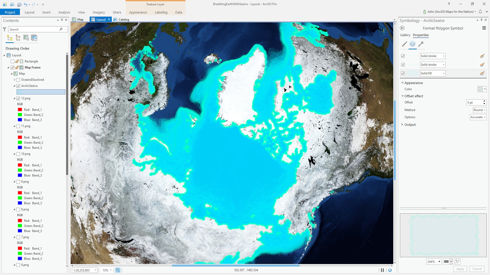 Sea ice with semitransparent blue symbology Sea ice with semitransparent blue symbology