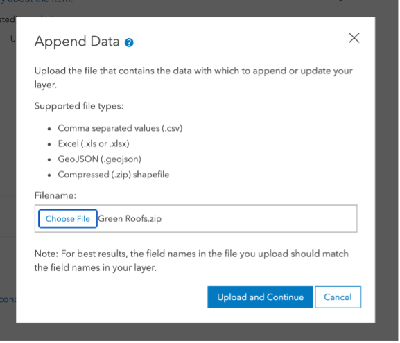 Option to append data to an existing layer