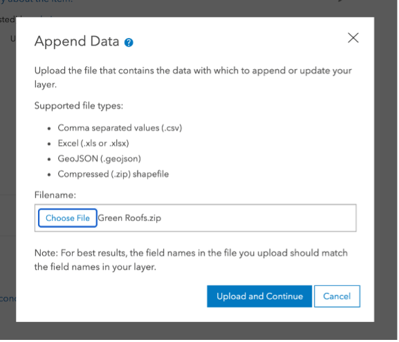 Option to append data to an existing layer Option to append data to an existing layer