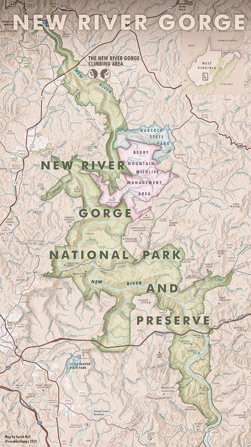 Map of New River Gorge National Park & Preserve