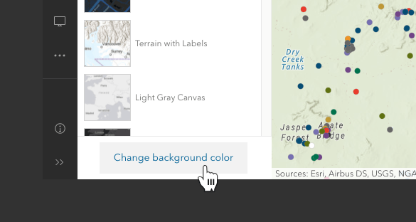 Map Viewer interface showing change background color option