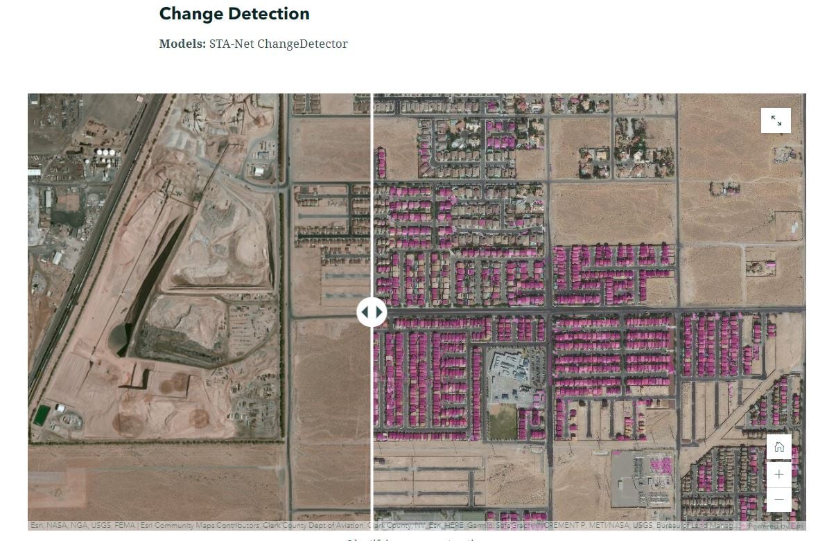 Identifying new construction using the change detector model in arcgis.learn