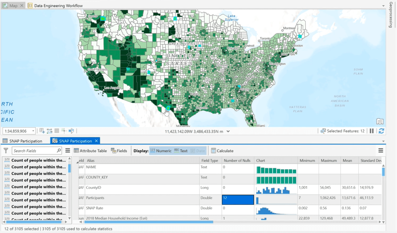 Showing the visualization of all null values for the Participants field on the map.