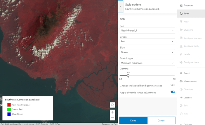 RGB imagery style in the new Map Viewer