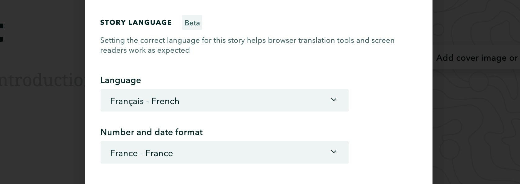 Story language settings