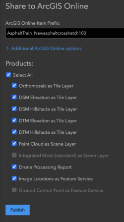Choose data products to publish Choose data products to publish