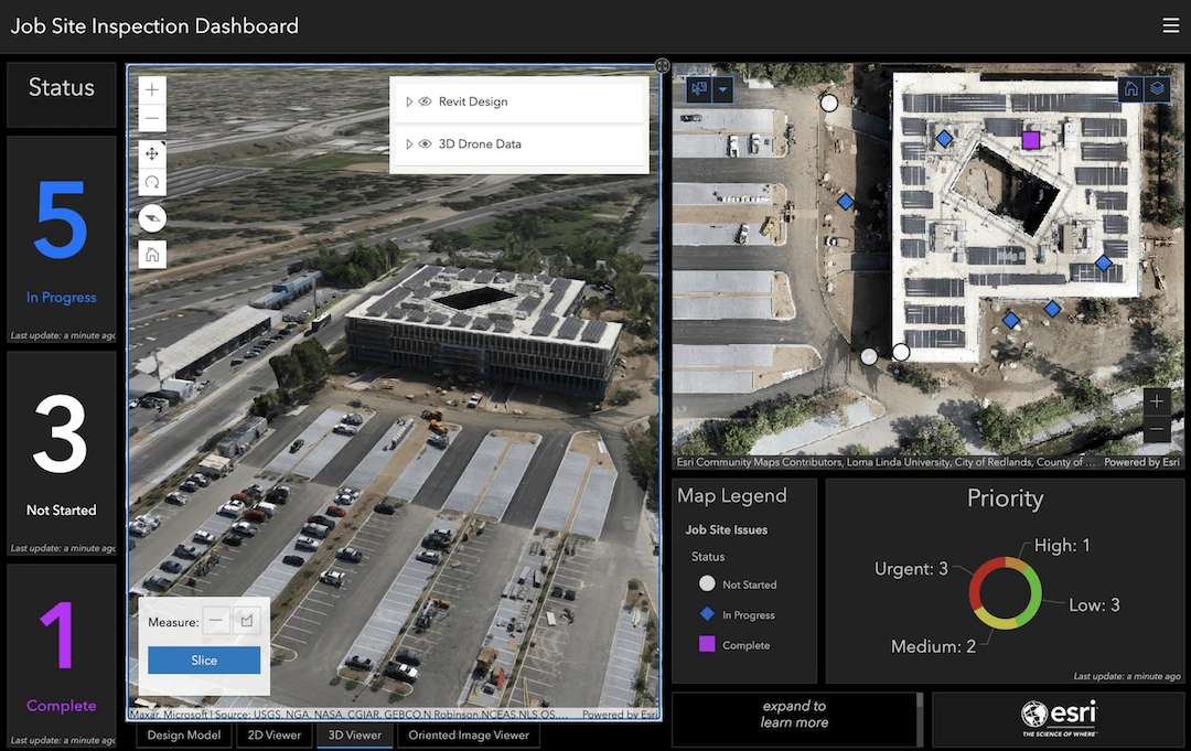 3D Mesh displayed with other metrics on an ArcGIS Dashboard