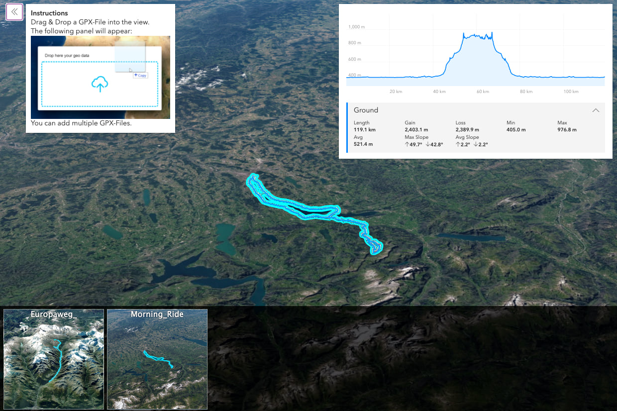 Application visualizing gpx data per drag and drop