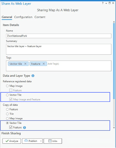 Publishing options from ArcGIS Pro