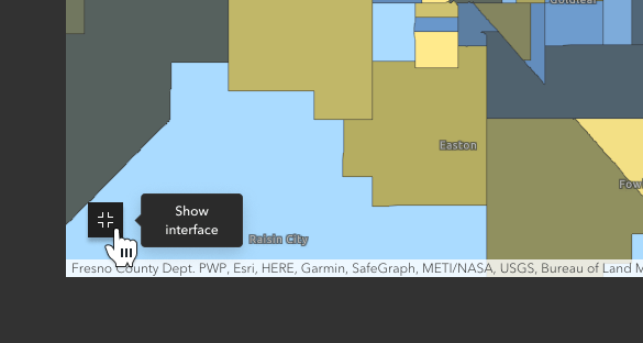 Map Viewer interface with show interface option