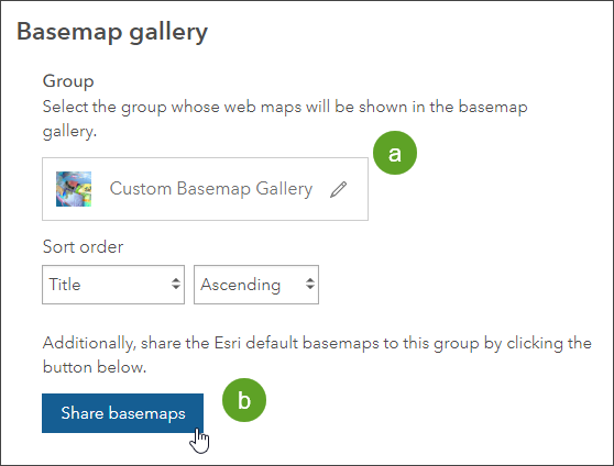 Basemap gallery settings