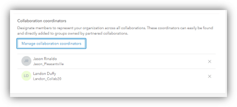 View the manage collaboration coordinator menu