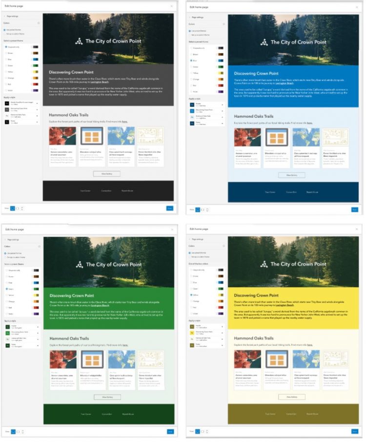 Home Page color themes Home Page color themes