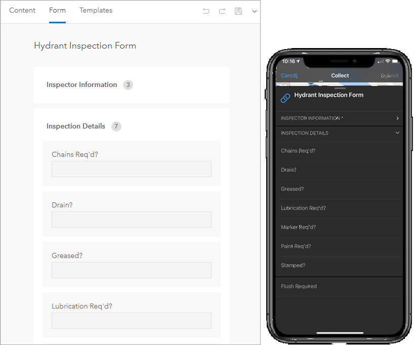 Smart form in the web app and in the mobile app