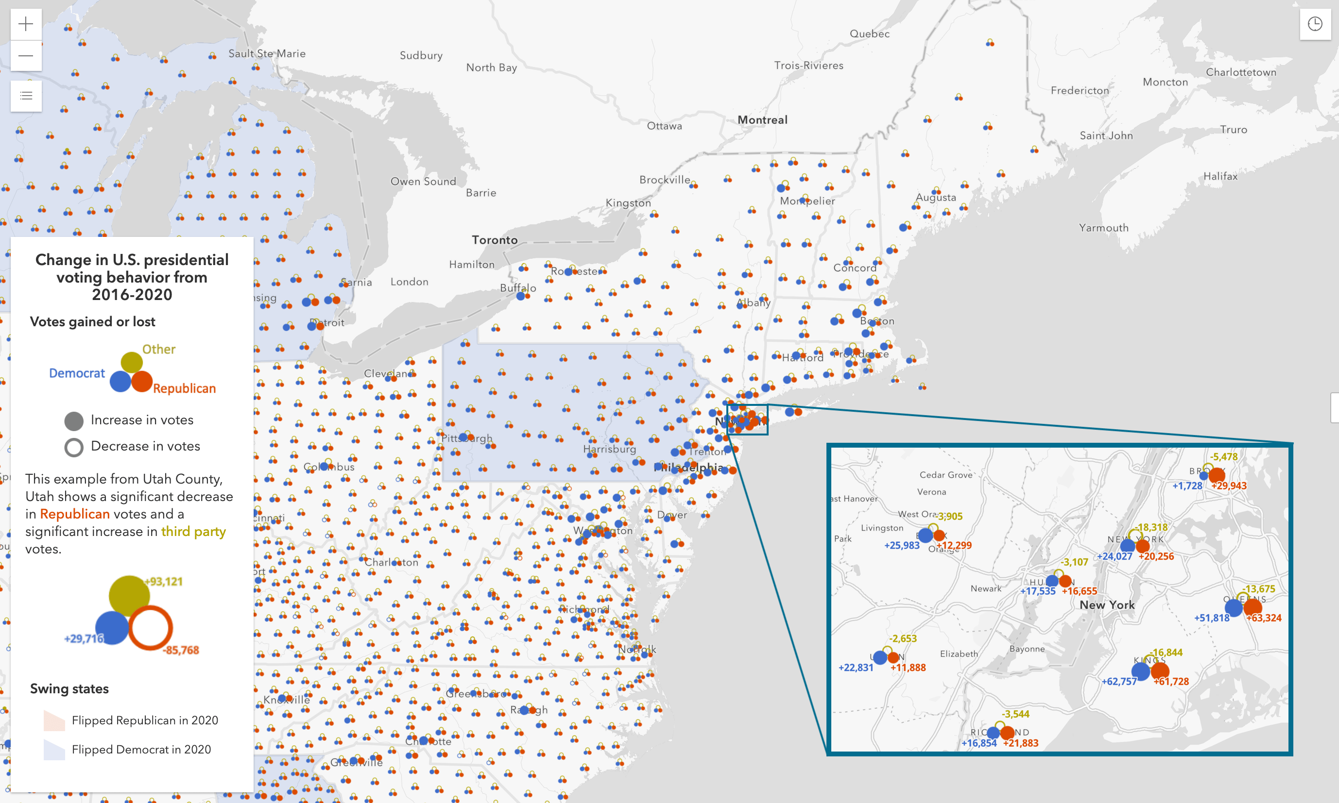 Inset maps can show more detail of a smaller area with a higher density of data.