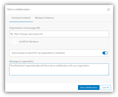 Dialog to show invitation to a partnered collaboration