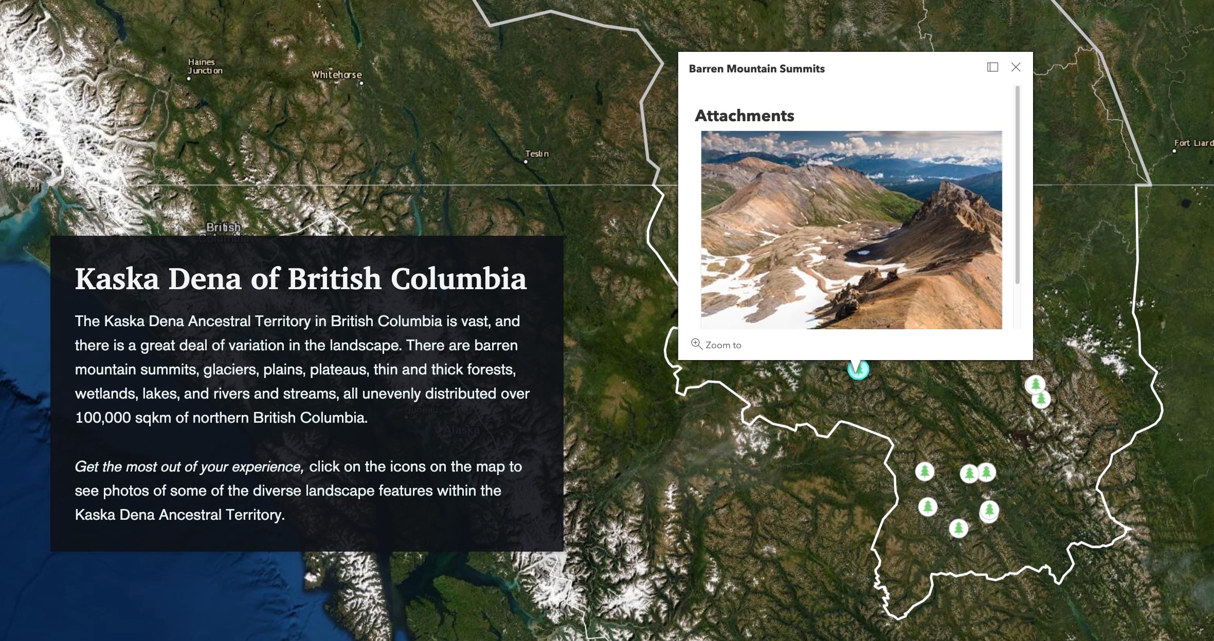 map of Dene territory with photos of locations