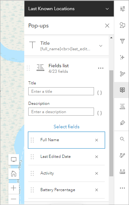 Configure pop-up fields