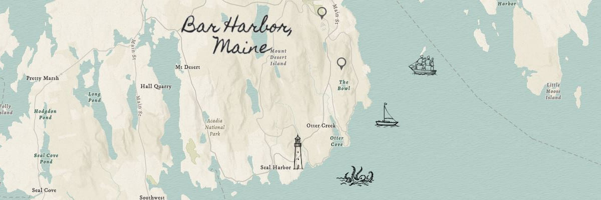 Map of Bar Harbor Maine with features created using a sketch layer Map of Bar Harbor Maine with features created using a sketch layer