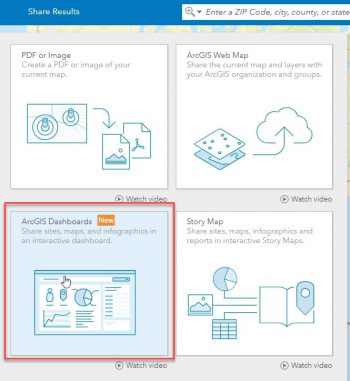 Share results using ArcGIS Dashboards Share results using ArcGIS Dashboards