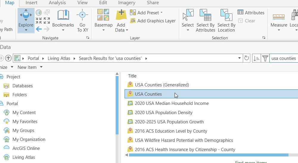 Adding USA Counties from the Living Atlas