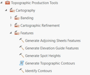 Topographic Production tools Features toolset