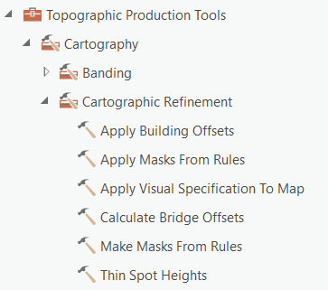 Topographic Production toolset Cartographic Refinement toolset