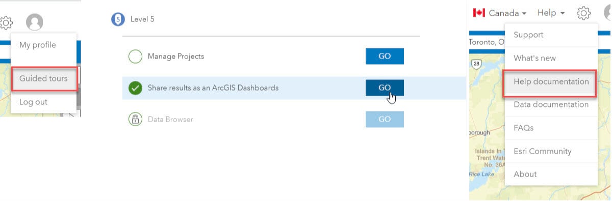 ArcGIS Dashboards guided tour and help documentation