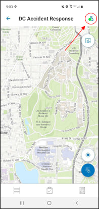 Responder Mission Map with status icon highlighted Responder Mission Map with status icon highlighted
