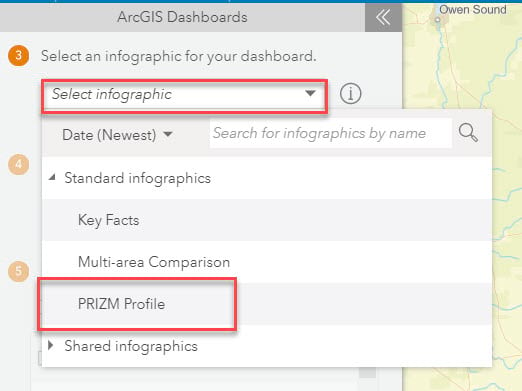 Select infographic to include in dashboard