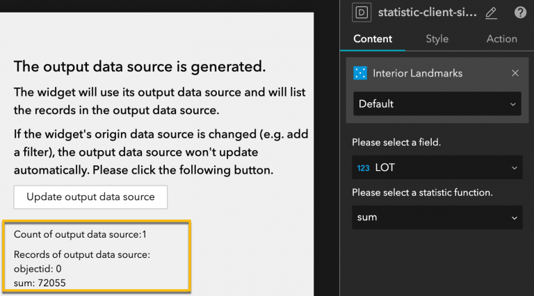 Statistics with output data source Statistics with output data source