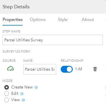 Survey123 step populated with final details