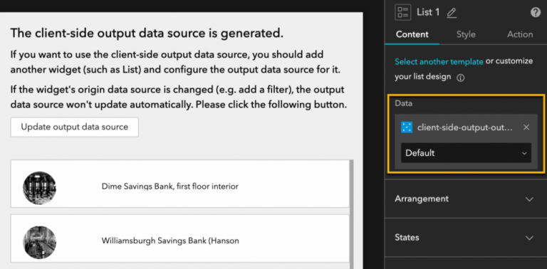Client side output data source Client side output data source