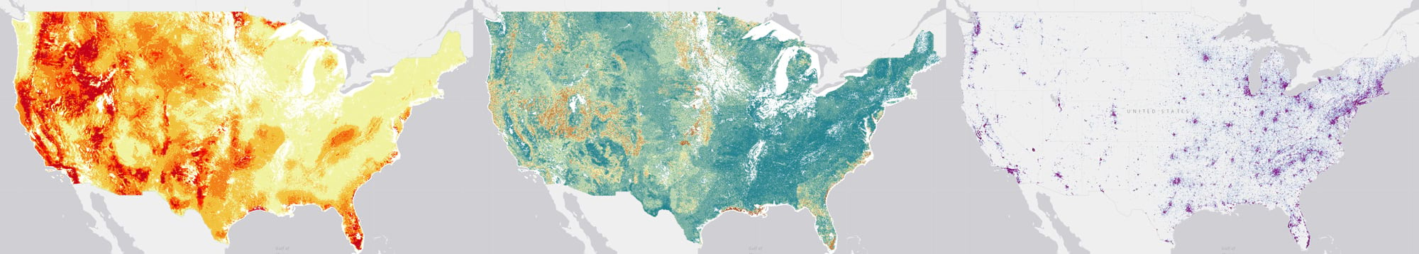 three fire maps from USFS