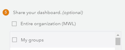 Dashboard sharing options