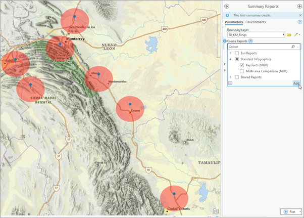 Selecting infographics for Mexico from the Summary Reports tool.