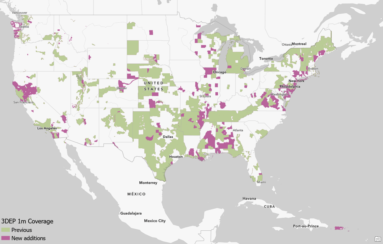 3DEP 1m coverage June 2021