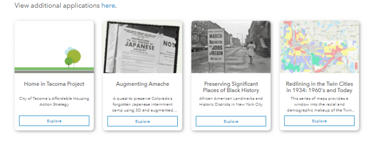 Applications Section of the Racial Equity GIS Hub